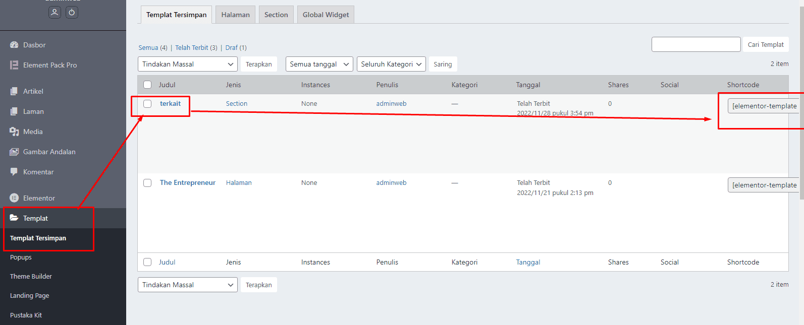 shortcode artikel terkait